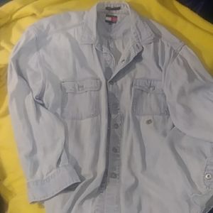 Vtg Tommy Hilfiger Stone Washed Shirt XL